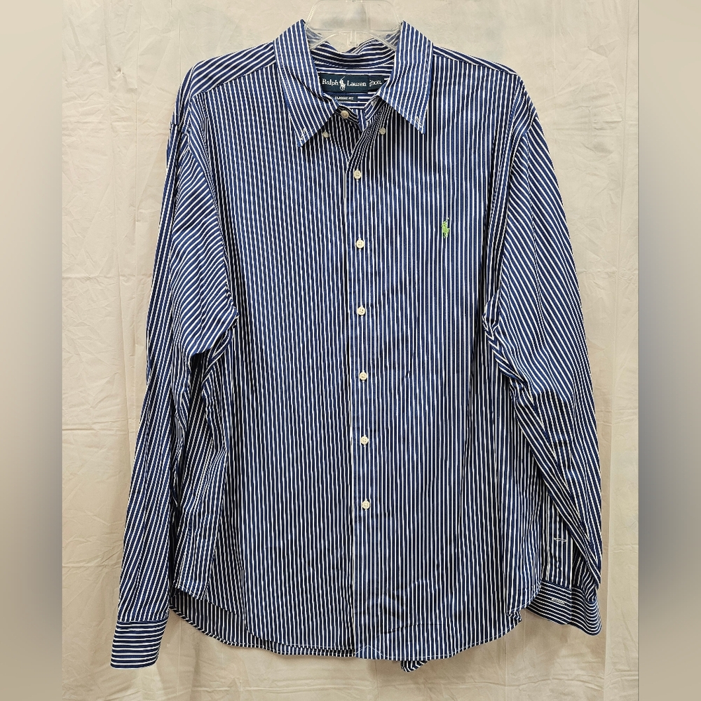 Polo by Ralph Lauren Men's Blue Striped Shirt